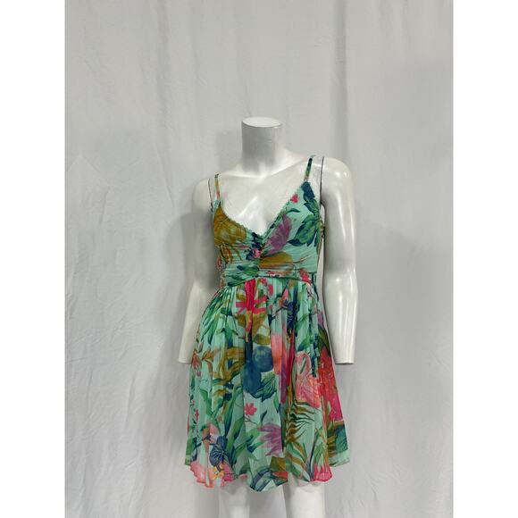 Rococo Sand Green Polyester Mini Dress Size S - Picture 2 of 5